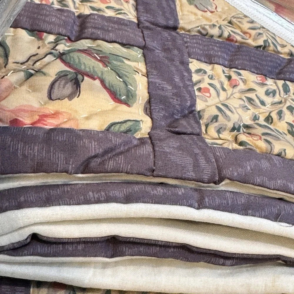 VTG Laura Ashley Patchwork Quilt Queen Purple Pink Handmade NEW 90s Cottagecore
